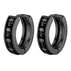 Brincos de argola Huggie com caveira gótica para homens e mulheres
