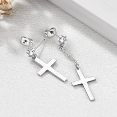Klassische asymmetrische baumelnde Kreuz-Ohrstecker für Männer und Frauen
