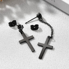 Klassische asymmetrische baumelnde Kreuz-Ohrstecker für Männer und Frauen
