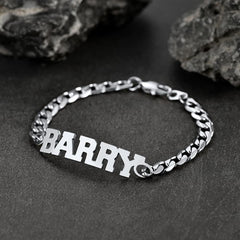 Conjunto de pulseiras de corrente com placa de identificação personalizada de 6 mm
