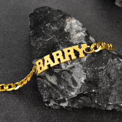 Conjunto de pulseiras de corrente com placa de identificação personalizada de 6 mm
