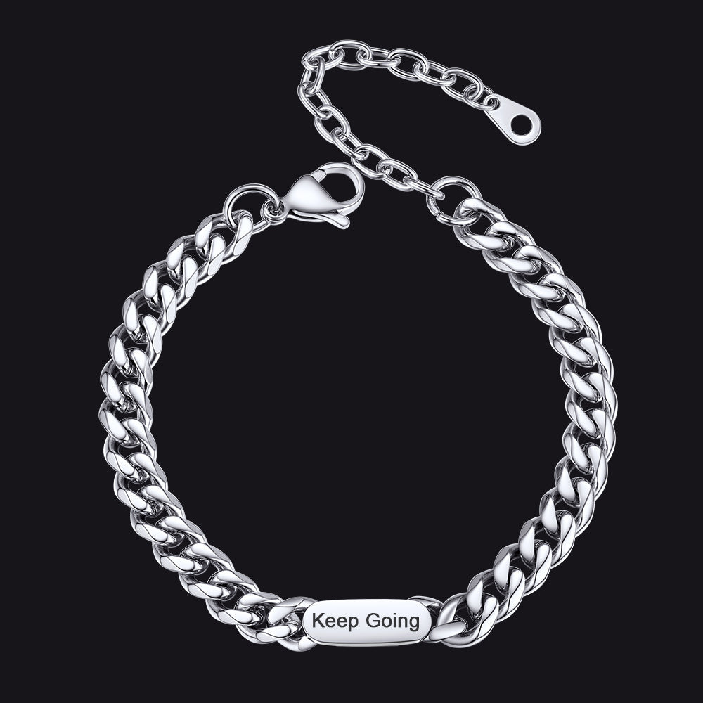 Pulseira de corrente cubana com nome gravado de 7 mm
