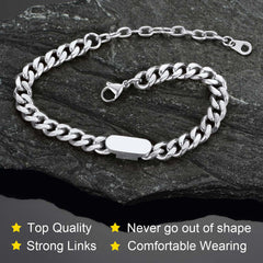 Pulseira de corrente cubana com nome gravado de 7 mm