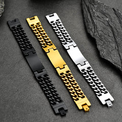 Armband mit kubanischer Gliederkette mit amerikanischer Flagge und 8 mm Breite