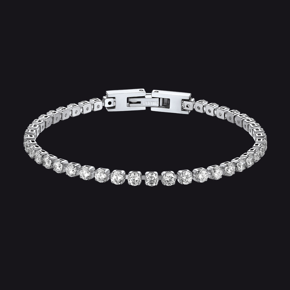 Tenniskette mit CZ-Diamantschliff, 3/5 mm breit