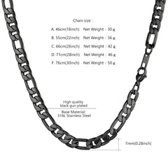 7 mm Edelstahl-Figaro-Gliederkette für Männer und Frauen