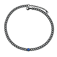 Gargantilha de aço inoxidável cubana de 8 mm com pedra de nascimento feminina