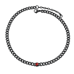 Gargantilha de aço inoxidável cubana de 8 mm com pedra de nascimento feminina