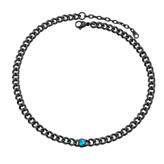 Gargantilha de aço inoxidável cubana de 8 mm com pedra de nascimento feminina