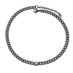 Gargantilha de aço inoxidável cubana de 8 mm com pedra de nascimento feminina