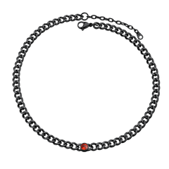Gargantilha de aço inoxidável cubana de 8 mm com pedra de nascimento feminina