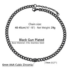 Gargantilha de aço inoxidável cubana de 8 mm com pedra de nascimento feminina