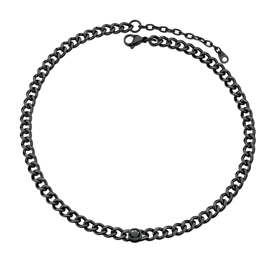Gargantilha de aço inoxidável cubana de 8 mm com pedra de nascimento feminina