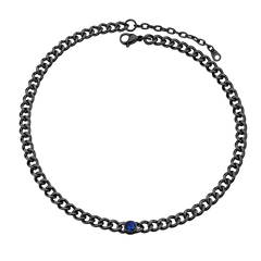 Gargantilha de aço inoxidável cubana de 8 mm com pedra de nascimento feminina