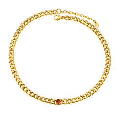 Gargantilha de aço inoxidável cubana de 8 mm com pedra de nascimento feminina