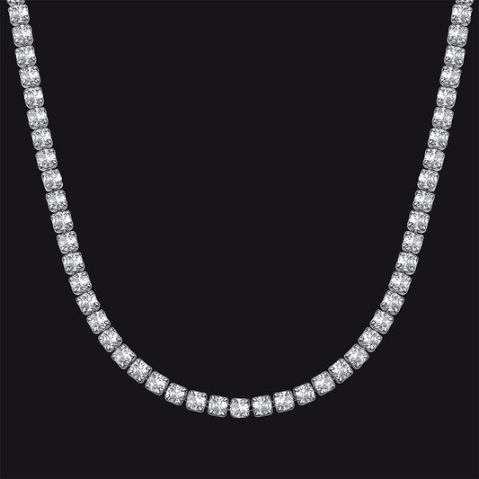 CZ Diamond Cut Tennis Chain Necklace for Men Women