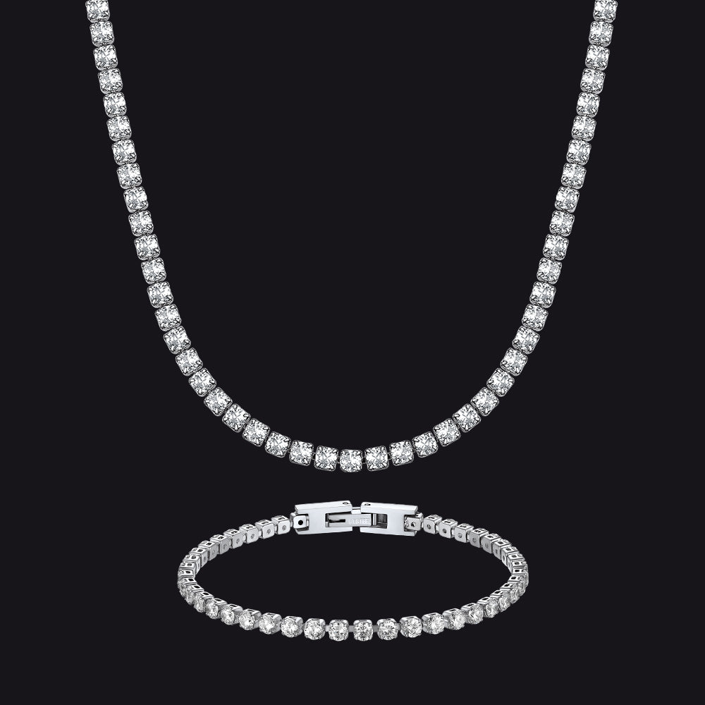 Conjunto de pulseiras de corrente de tênis com corte de diamante CZ 3MM