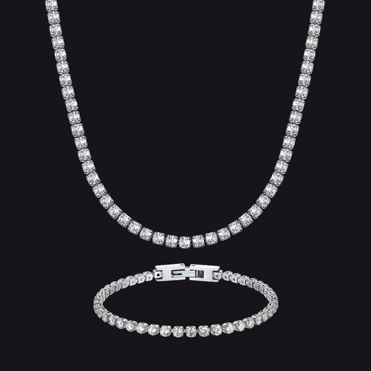 Conjunto de pulseiras de corrente de tênis com corte de diamante CZ 3MM