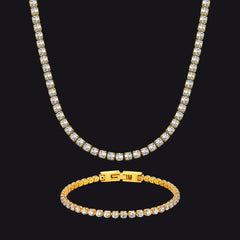 Conjunto de pulseiras de corrente de tênis com corte de diamante CZ 3MM
