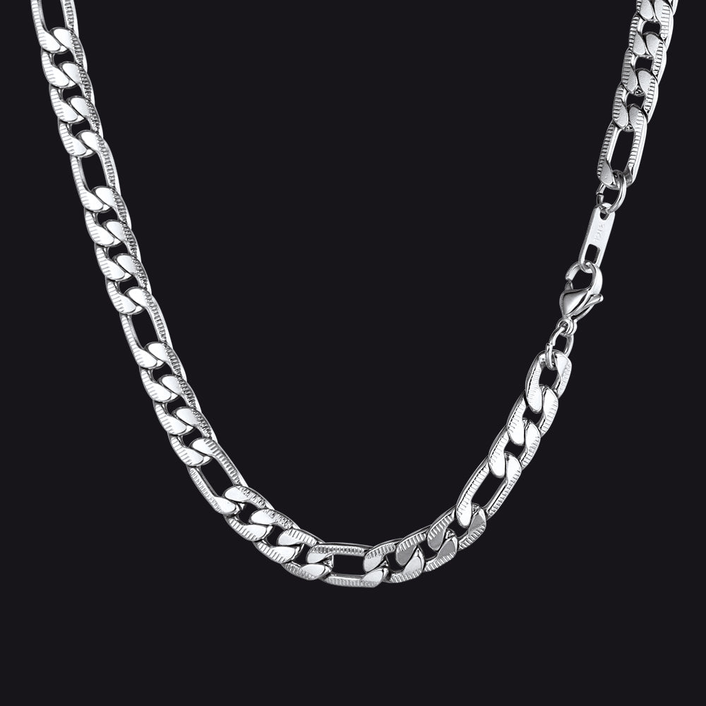 7 mm Edelstahl-Figaro-Gliederkette für Männer und Frauen