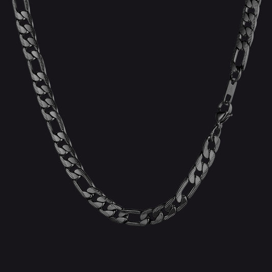 Colar feminino com corrente de elos Figaro de aço inoxidável de 7 mm