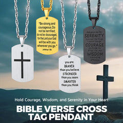 Colar masculino Christian Joshua com 19 pingentes de cruz e placa de identificação