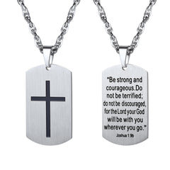 Colar masculino Christian Joshua com 19 pingentes de cruz e placa de identificação