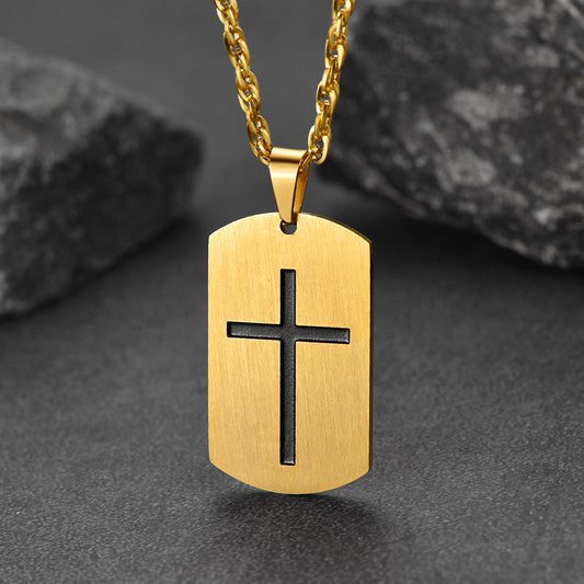 Christian Joshua 19 Hundemarke Kreuz Halskette Herren