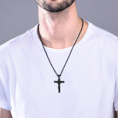 Colar católico com crucifixo e pingente de Jesus para homens e mulheres