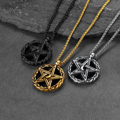 Colar Pentagrama Vintage Colar de Bruxa Masculino