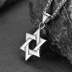 Colar com pingente clássico de estrela de David para homens e mulheres