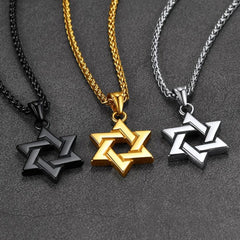 Colar com pingente clássico de estrela de David para homens e mulheres