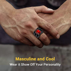 Anel masculino com pedra preciosa de aço inoxidável e garra de dragão de cristal