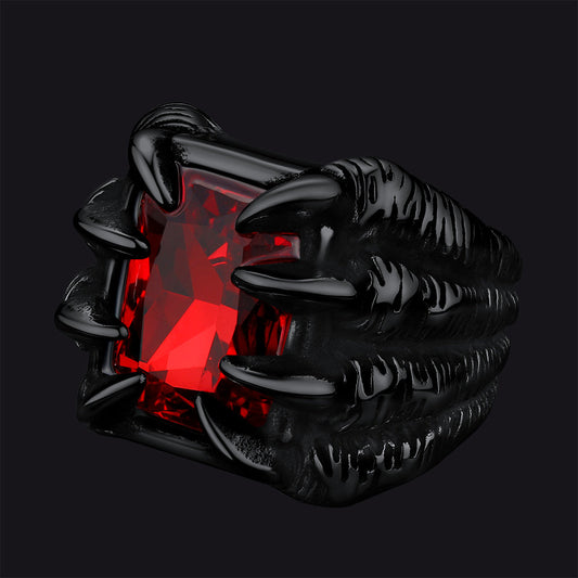 Kristall Drachenklaue Edelstahl Edelstein Ring Herren