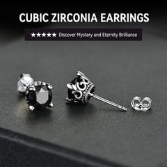 Sterling Silber Schwarze Zirkonia Ohrstecker für Männer