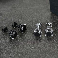 Sterling Silber Schwarze Zirkonia Ohrstecker für Männer
