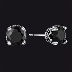 Sterling Silber Schwarze Zirkonia Ohrstecker für Männer