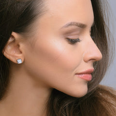 Celtic Cubic Zirconia Diamond Stud Earrings in Sterling Silver