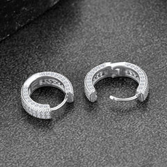 Klobige CZ-Creolen-Huggie-Ohrringe für Männer aus Sterlingsilber