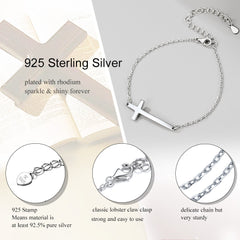 casaivy Sterling Silber Seitliches Kreuz / Armband