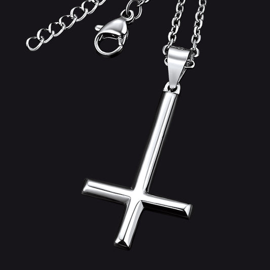 Halskette aus 925er Sterlingsilber mit umgedrehtem Kreuz, für Damen und Herren