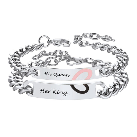 Pulseira de casal com gravura personalizada em formato de coração para namorada