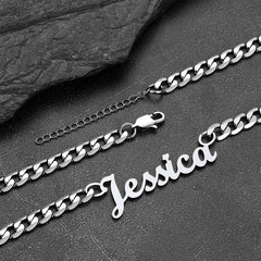 Conjunto de pulseiras de corrente com placa de identificação personalizada de 6 mm