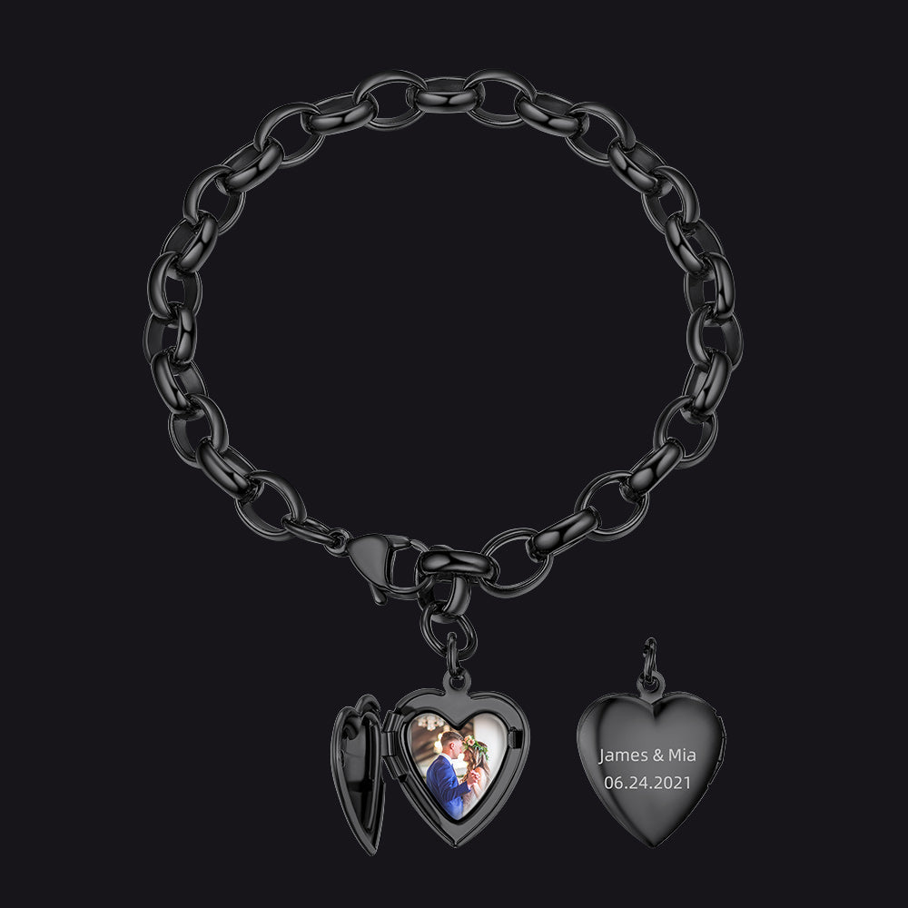 Personalisierte Herzbild-Medaillon-Armbänder Gedenkgeschenk-Armband
