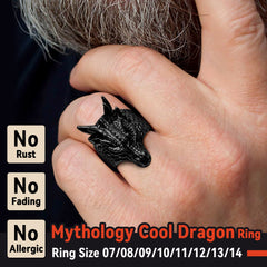 Punk Dragon Head Stainless Steel Ring Men