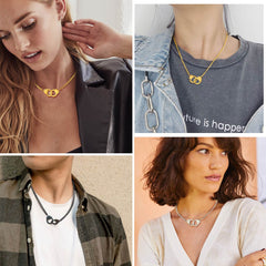 Punk-Handschellen-Halskette für Männer, Partner in Crime Cuban Link Chain