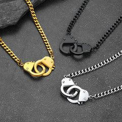 Conjunto de joias com colar e pulseira de algemas gótico punk