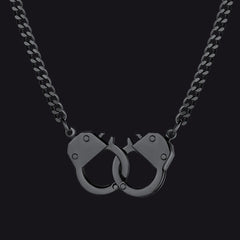 Punk-Handschellen-Halskette für Männer, Partner in Crime Cuban Link Chain
