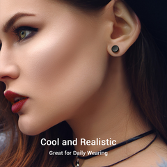 Punk Round Fake Plug Stud Earrings Set For Men 3 Pairs