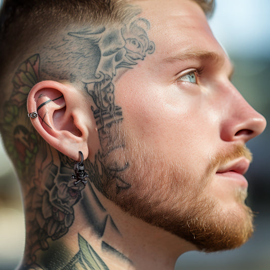 Punk-Totenkopf-Creolen mit gekreuzten Knochen, Geschenk für Männer